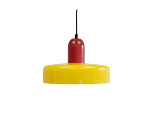 Suspension yori en verre et métal rouge et jaune ø25 cm