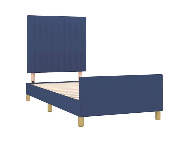  Cadre de lit bleu tissu moderne confortable sommier 80x200 cm chambre adulte design  - Conforama D