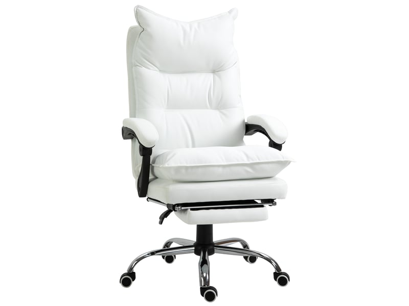  Fauteuil de bureau, chaise bureau ergonomique avec dossier inclinable, 66 x 72 x 130 cm, hauteur réglable, blanc  - Conforama B