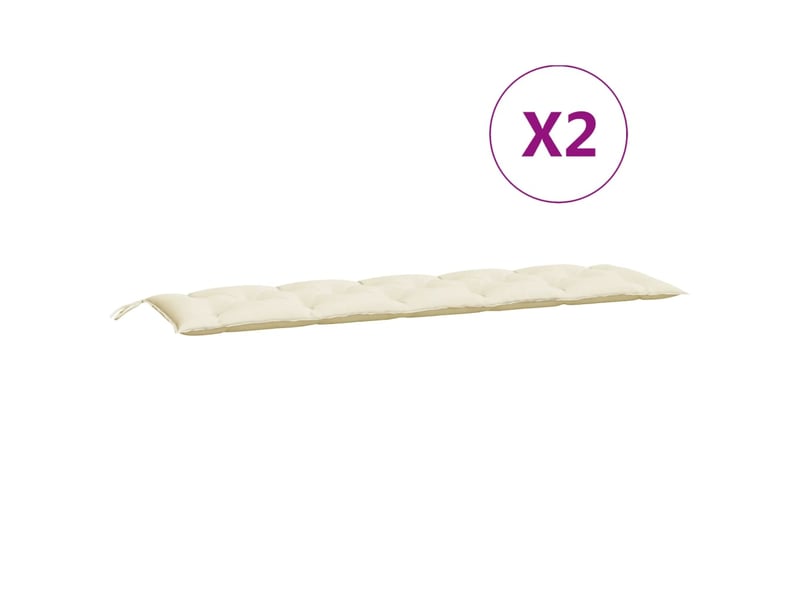  Lot de 2 coussins de banc de jardin, coussins d'assise blanc crème tissu oxford cf58636  - Conforama E