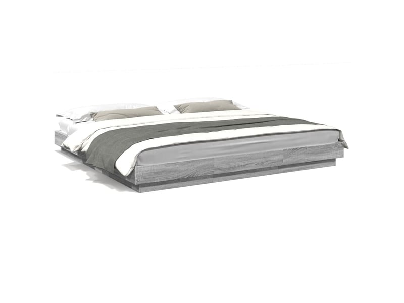  Lit double- lit adulte -  cadre de lit et lumières led sans matelas sonoma gris 180x200cm  - Conforama A