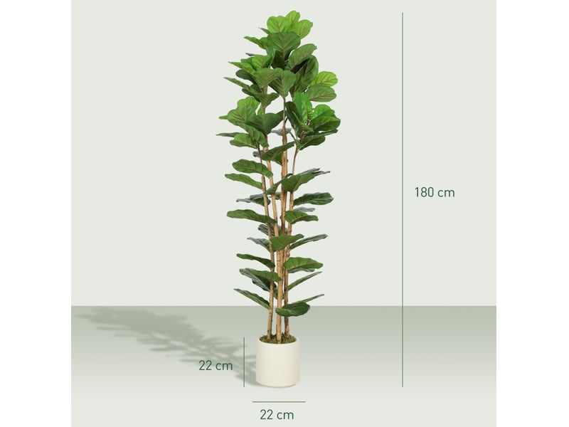  Figuier lyre artificiel 55x55x180 cm, 91 feuilles, tronc en bois, vert  - Conforama E