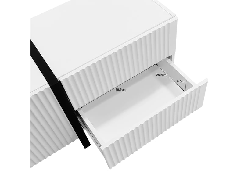  Meuble tv 190 cm noir et blanc 3 portes 2 tiroirs pour écran 50-59 pouces  - Conforama R
