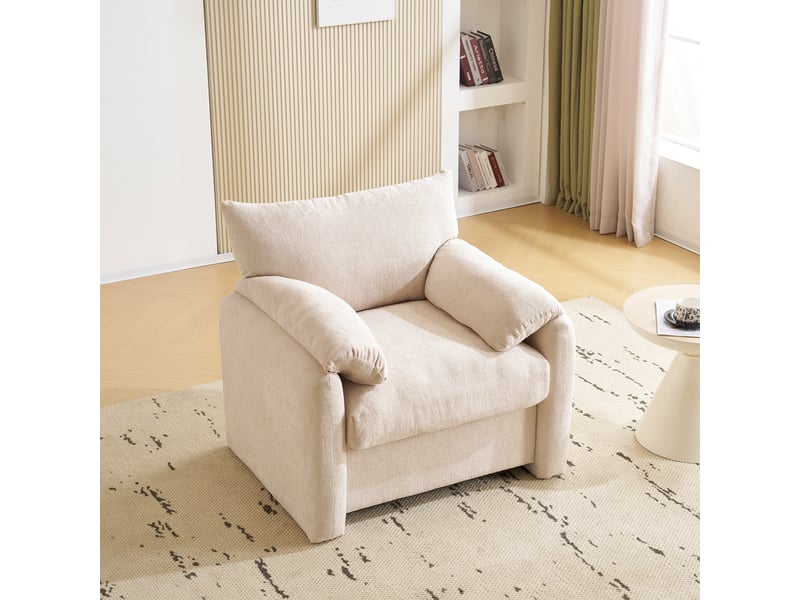  Fauteuil - ergonomique - à ressorts ensachés - chenille - beige - pour salon et séjour 96x82x84cm - Conforama D