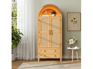 Buffet 2 porte(s)  2 tiroir(s) <strong>HAVRYA</strong> <strong></strong> - 76 cm coloris naturel 