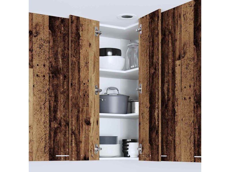 Meuble de rangement cuisine, armoire suspendue bois ancien et blanc 57x57x100cm - Conforama D