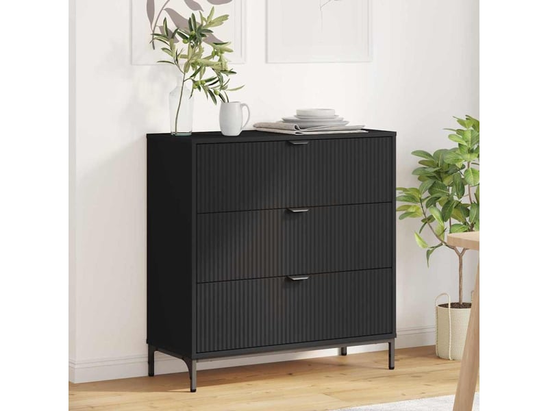  Buffet salon, buffet de rangement avec tiroir noir 79,5x33x82 cm bois d'ingénierie  - Conforama B
