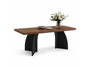 Table à manger 4 à 6 personnes 160x80 cm en mdf, plateau couleur noyer