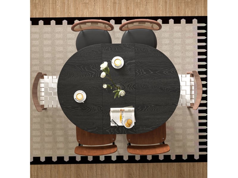  Table à manger extensible 4-6 places ø110 cm, 150x110 cm avec rangement en mdf noir  - Conforama D
