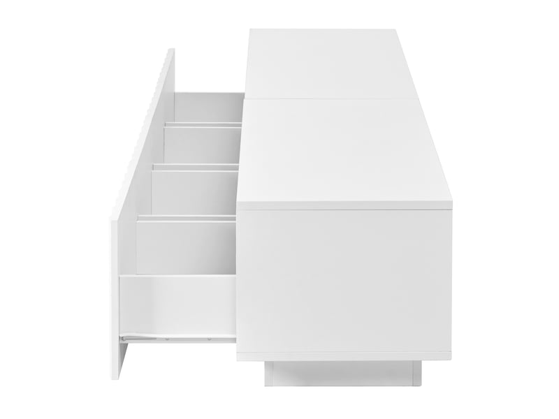  Ensemble salon avec meuble tv 200 x 40 x 35 cm et table basse 100 x 50 x 40 cm, façades effet vague, blanc BUYDEEMEUS - Conforama E