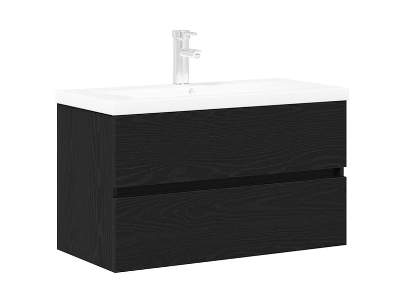  Meuble de lavabo de salle de bain, armoire de bain chêne noir 80 x 39 x 62 cm cf65540  - Conforama A