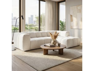 Canapé d'angle droit fixe MOBILIER DECO LAYANE-3M-BEI 6 places Tissu beige