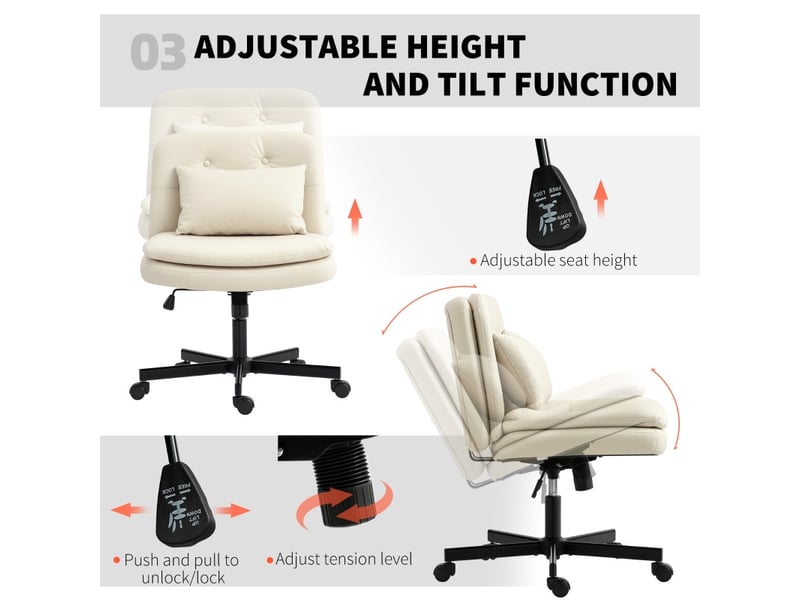  Chaise de bureau talier pivotante réglable à roulettes beige  - Conforama D