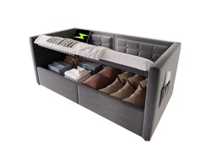 Lit banquette 90x200 cm coloris gris