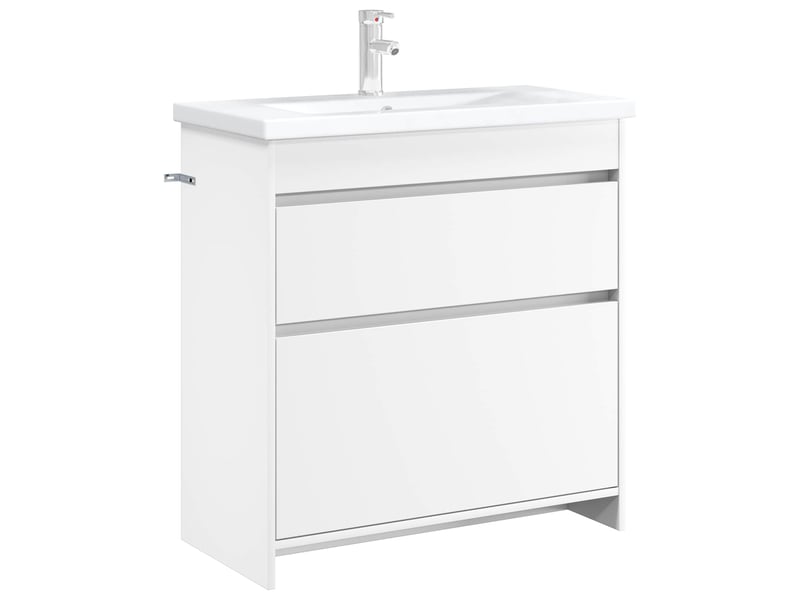  Meuble sous lavabo de salle de bain, commode blanc 78.5x37.5x81 cm shl5114  - Conforama C