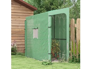 Serre de jardin murale 200x80x200 cm à 2 portes fenêtre latérale métal vert