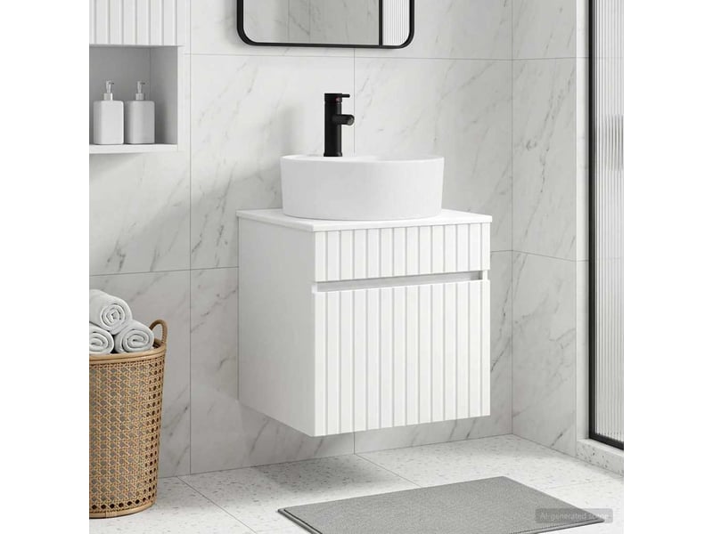  Meuble de lavabo mural, rangement salle de bain blanc 49x44.5x65 cm  - Conforama B