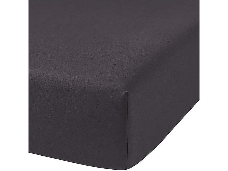  Drap housse 160x200+30 cm coton anthracite PD25571 - Conforama A