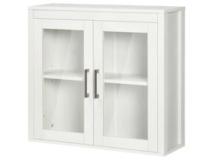 Armoire murale de salle de bain blanche, portes vitrées et étagère réglable, 60 x 19,5 x 54 cm
