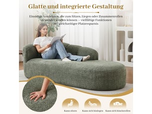 Fauteuil convertible, en tissu chenille, coloris vert, pour salon et chambre, design moderne, assise confortable