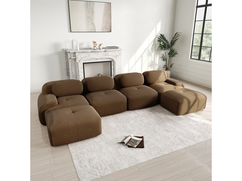 Canapé modulable, canapé de salon, en velours, marron, sans montage, sans structure, chambre, pour salon  - Conforama R