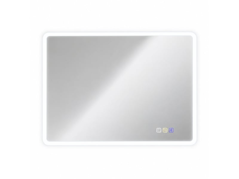  Miroir de salle de bains led 90 x 70 cm argenté en verre trempé, bluetooth, 3 couleurs, anti-buée avec mémoire  - Conforama A