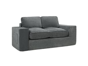 Canapé 2 places en chenille, canapé de salon 156 cm, assise et accoudoirs larges rembourrées, gris, 2 oreillers