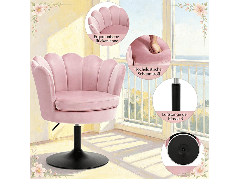 Tabouret de maquillage pivotant, forme fleur, siège bas rembourré pour coiffeuse ou salon  - Conforama D