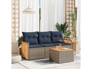 Vidaxl ensemble de canapé de jardin 4 pcs avec coussins gris résine tressée