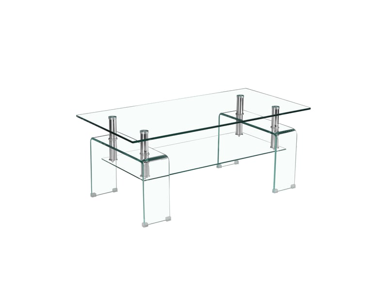  Table basse de salon en verre trempé transparent, 2 plateaux, pieds en verre, 100 x 55 x 45 cm Fay Lum - Conforama A