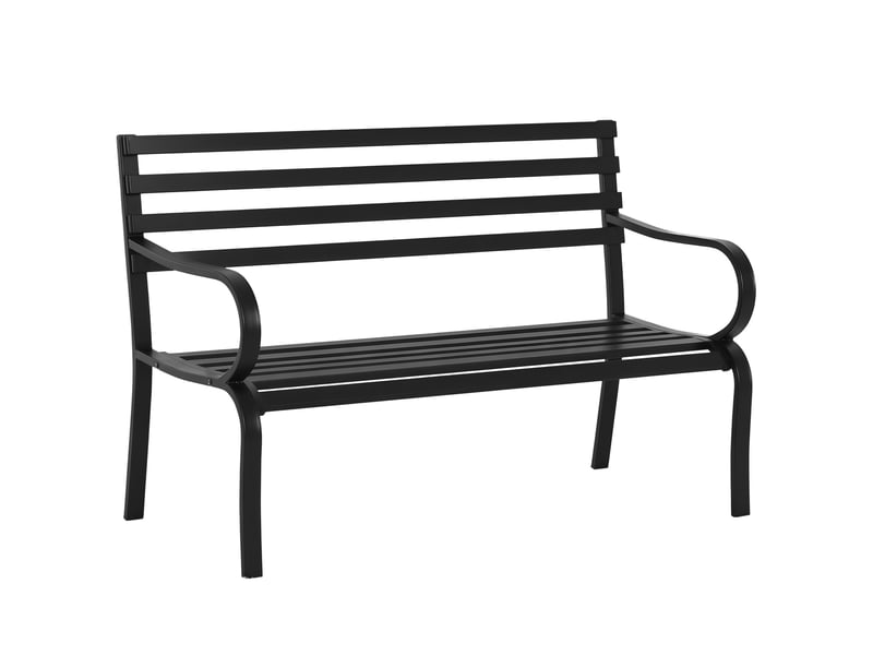 Banc de jardin design contemporain 2 places dim. 127l x 58l x 82h cm métal époxy noir  - Conforama A