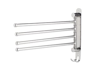 Porte serviette rotative en acier inoxydable 180°, 4 tiges, porte-monnaie murale pour