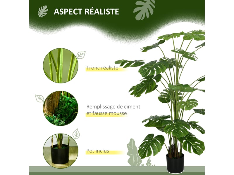  Plante artificielle arbre artificiel monstera deliciosa avec pot hauteur inclus 180 cm intérieure vert  - Conforama E