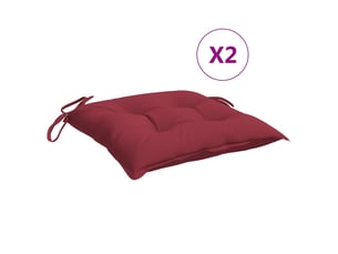 Lot de 2 coussins de palette, coussins de canapé rouge bordeaux 50x50x7 cm cf59603