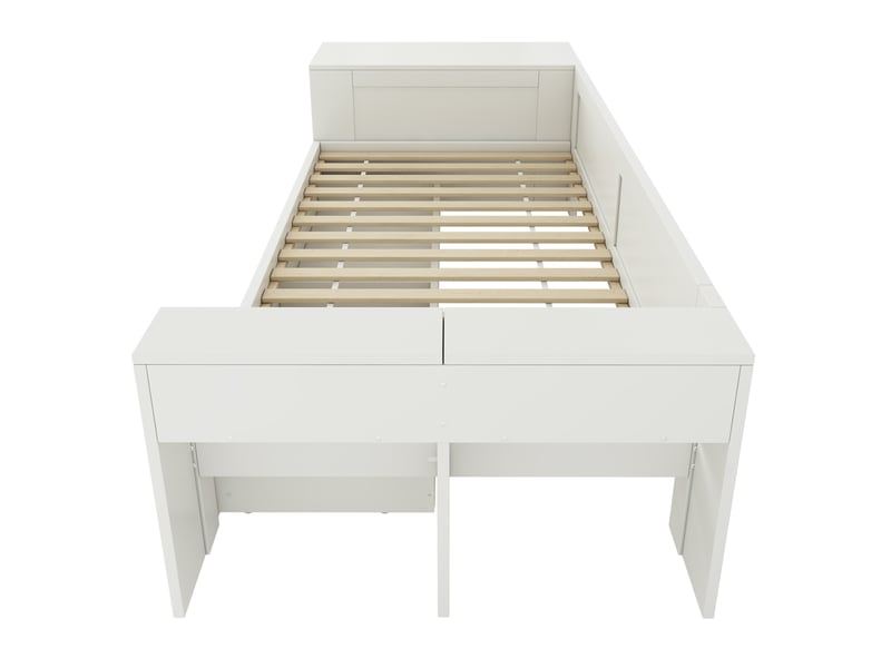  Lit simple avec tiroirs et rangement, blanc, 90 x 200 cm, sans matelas  - Conforama A