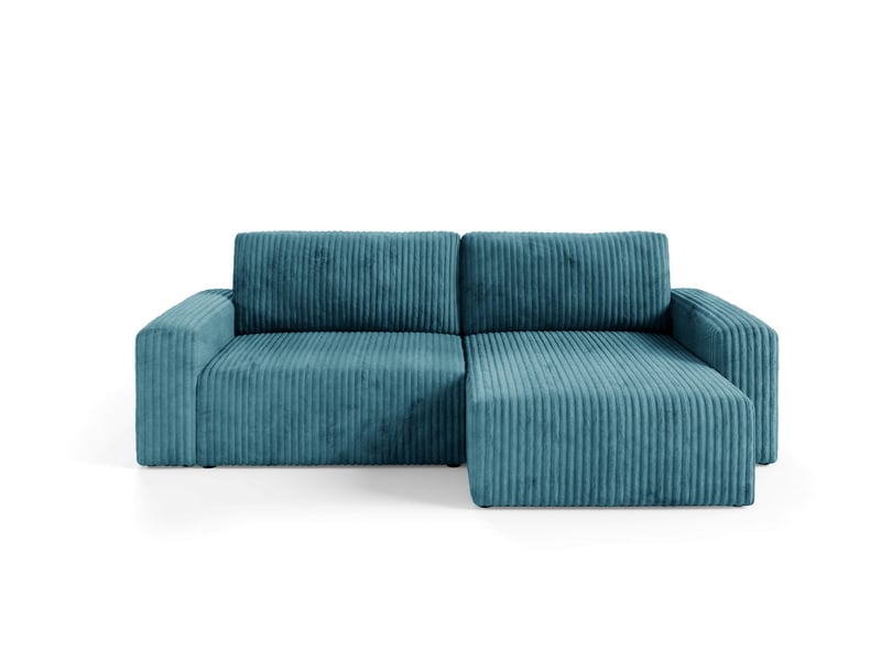  Canapé d'angle convertible cord fano turquoise  - Conforama A