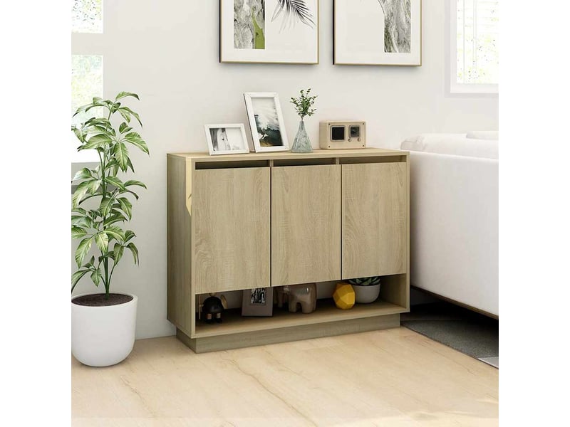  Buffet - bahut - meuble de rangement chêne sonoma 97x31x75 cm bois d'ingénierie  - Conforama C