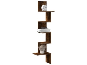 Étagère d'angle flottante, étagère murale chêne fumé bois d'ingénierie cf41394