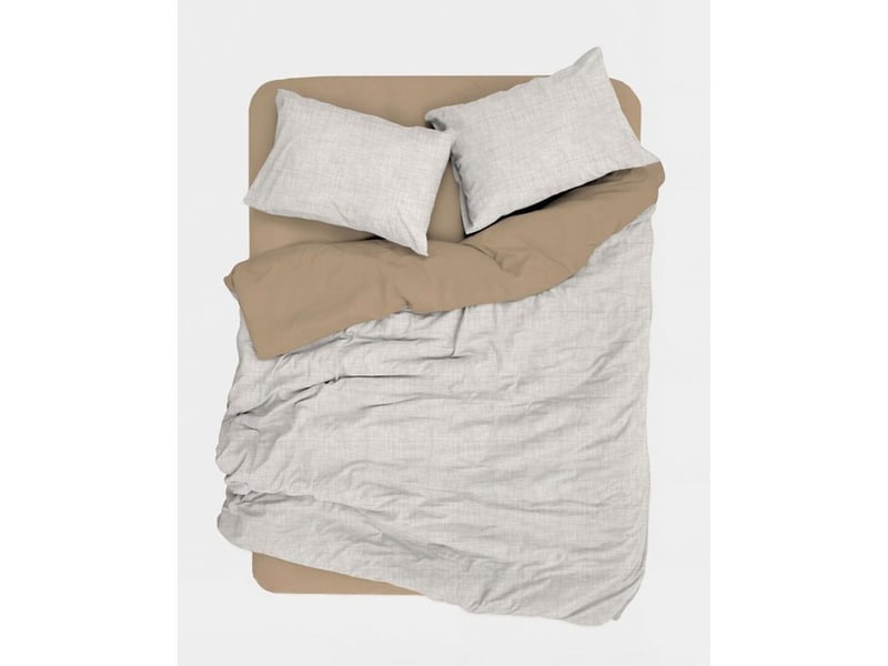 Housse de couette king size beige 240 x 220 cm + 2 taies 60 x 60 cm coton renforcé texturé 129CTN64767 - Conforama B