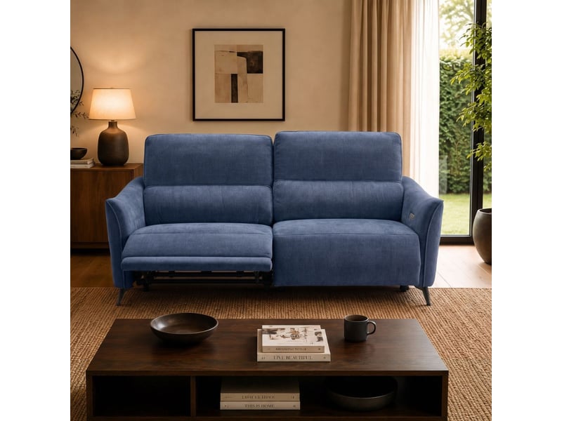  Canapé 3 places élec relax zéro gravity tissu waterproof bleu - garios GARIOS - Conforama C