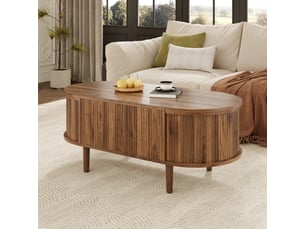 Table basse ovale coloris bois foncé <strong></strong> <strong></strong> - 48 cmx100 cm