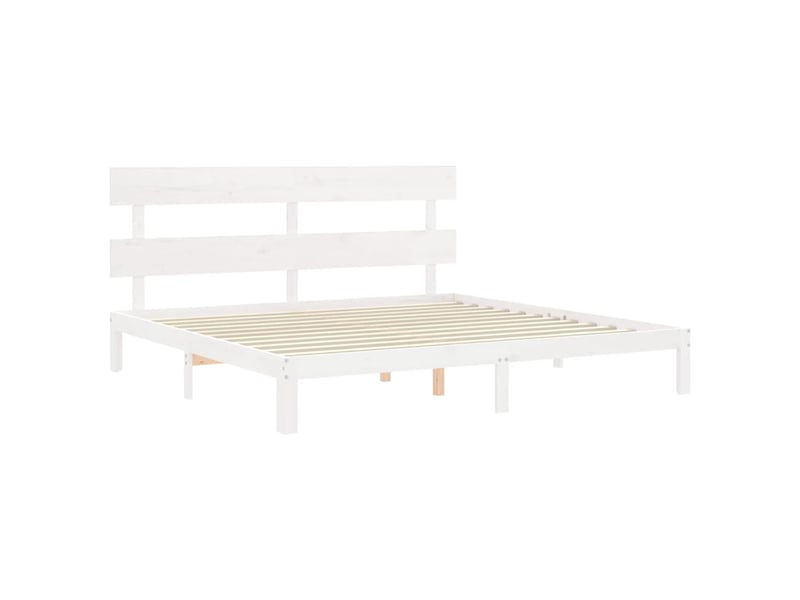  Lit double- lit adulte -  cadre de lit sans matelas blanc 200x200 cm bois massif de pin  - Conforama D