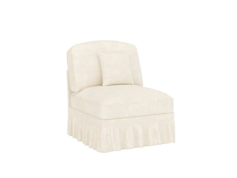  Canapé droit sans accoudoirs à housse volantée amovible  - coussin de soutien, chenille blanche  - Conforama A