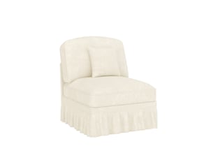 Canapé droit sans accoudoirs à housse volantée amovible  - coussin de soutien, chenille blanche