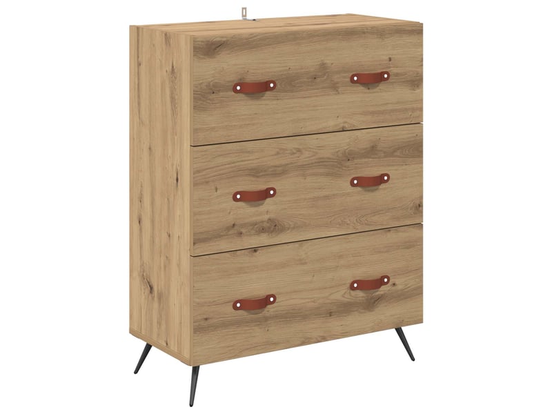  Commode chambre adulte, armoire à tiroirs 3-tiroir chêne artisanal 69,5x34x90 cm  - Conforama A