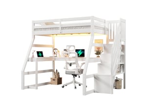 Lit mezzanine 90x200 cm MEUBLIV coloris blanc