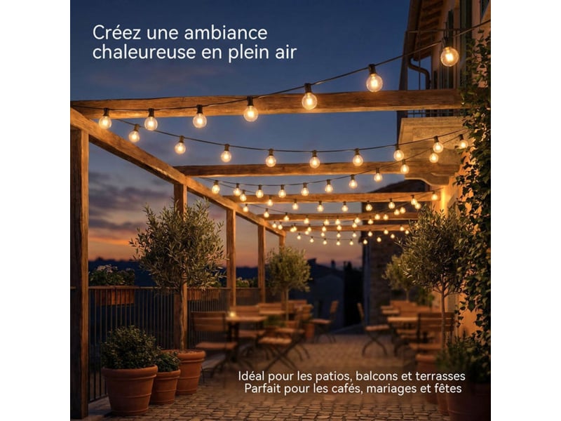  Lumiere de corde exterieure 30 m g40 50 lampes blanc chaud verre ip44 +4 de rechange 413032_AABUE99013_6_DROPFR - Conforama E