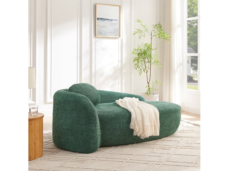 Canapé 1 place en tissu teddy vert 170x96x62 cm avec coussin - Conforama E