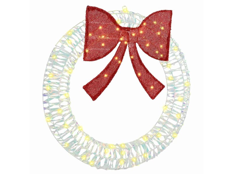 Couronne de noël, décoration de noël blanc chaud 75 x 75 x 8 cm pet 60 led cf61766 - Conforama A