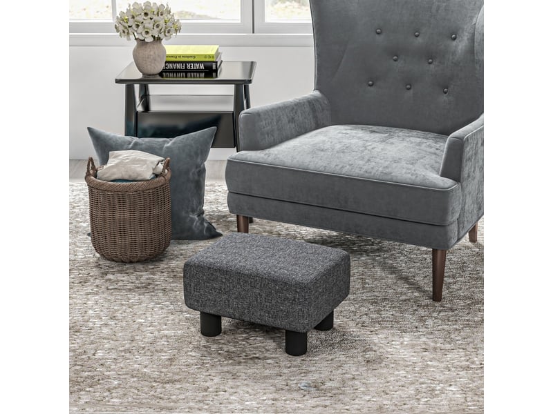  Tabouret aspect lin, repose-pieds moderne, pouf pour chambre à coucher, salon, gris foncé 833-666V80CG - Conforama C